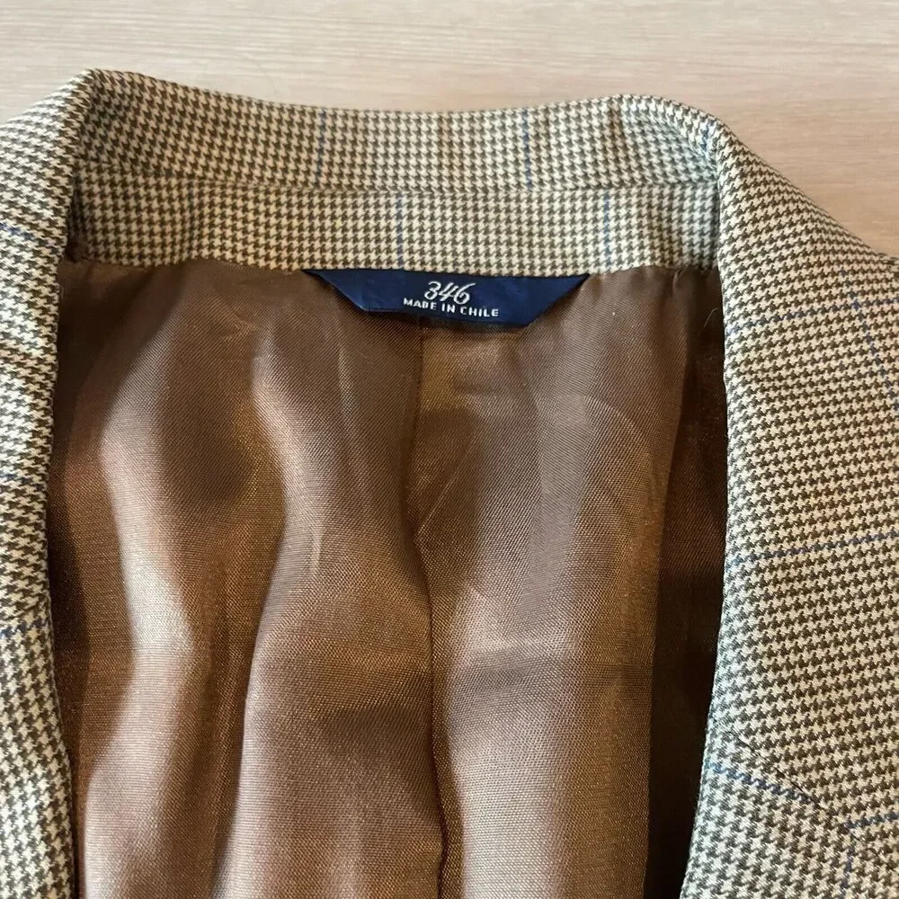 Brooks Brothers 346 Mens Blazer Wool Cashmere Blend 44R Gingham‎ Prom Formal